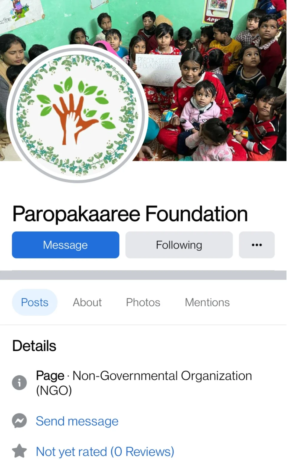 Paropakaaree Foundation Facebook page